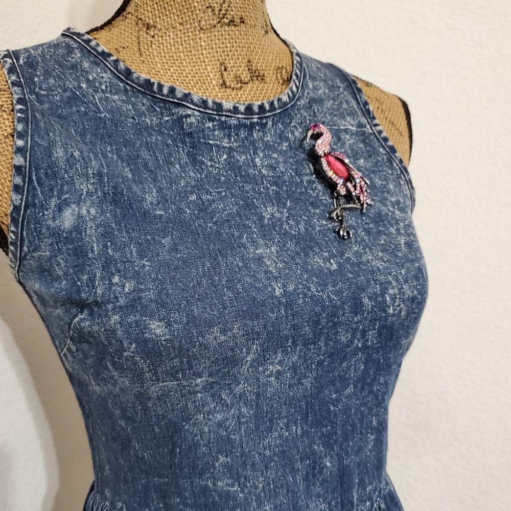 Sugar Rain sleeveless denim look jumper EUC Small Travel casual retro